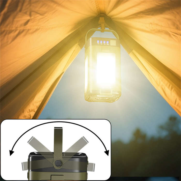 Green - IPRee Portable Solar Camping Lantern LED Rechargeable Outdoor Hanging Tent Lamp Folding LED