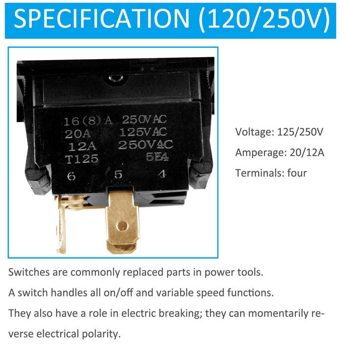 Black - Table Saw Paddle On Off Switch Replacement Compatible with Ryobi Craftsman 125V Safety Key S