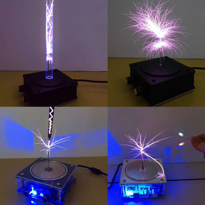 EU Plug - Handheld Powerful Arc Music Playing Tesla Coil Flat PCB Design 10cm Arc High Frequency Blu