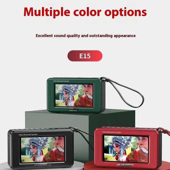 Red - Nintaus E15 10W 4.3-inch HD Pocket Radio bluetooth Speaker Video Player Built-in Full Range In