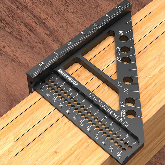 Imperial - ENJOYWOOD 3D Multi-Angle Measuring Ruler Square Protractor Hole Positioning Inch/MM Imper