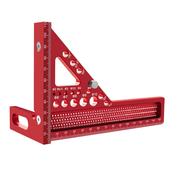 Red - JIGHOLE 3D Multi-Angle Measuring Ruler Square Ruler Hole Drawing Ruler Metric Scale Carpenter