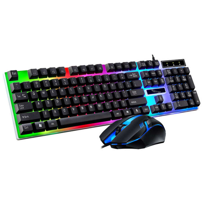Black - ZGUANGBA G21B Wired 104-Keys Gaming Keyboard and Mouse Set RGB Backlit Mechanial-Feeling Key