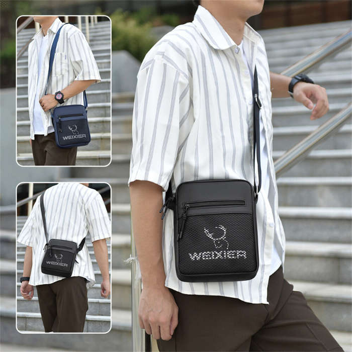 Blue - WEIXIER Men Crossbody Bag Waterproof Lightweight Fashion Casual Travel Single Shoulder Bag
