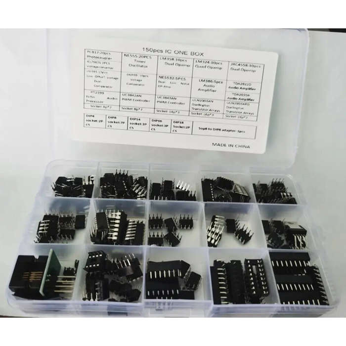 150pcs - 150 Pcs IC Chip Assortment Kit Opamps Oscillator PWM NE555 LM358 LM324 TDA2030 UC3842 ULN20