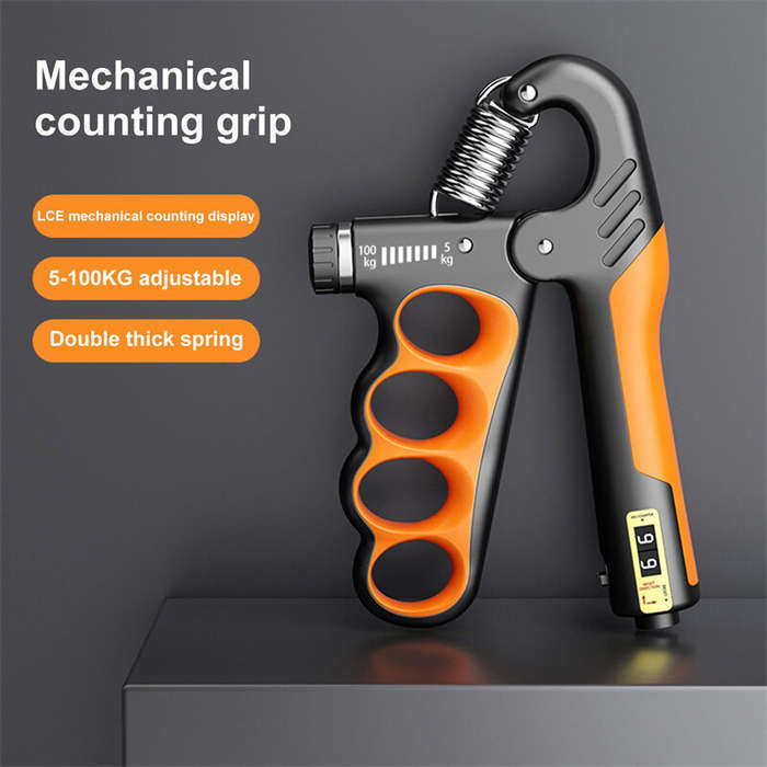 Grey - KALOAD 5-100KG Adjustable Hand Grip Strength Trainer Mechanical Counter Forearm Exerciser Pow