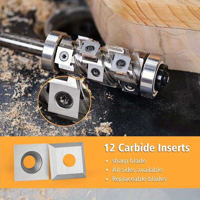Type-A - Top&Bottom Bearing Flush Trim Router Bit 1/2 Shank with 12PCS Carbide Inserts Woodworking T