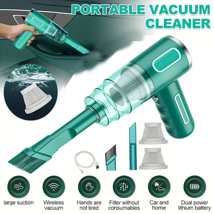 Green - 5000pa Small Handheld Car Vacuum Cleaner 120W Household Suitable For Cleaning Cars, Workshop