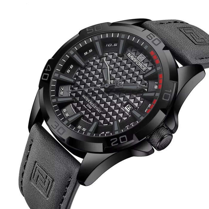 Brown - NAVIFORCE Men Casual Sport Watch Calendar Quartz Wrist Watch Waterproof Shock Resistant Men