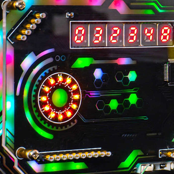 Unassemble Kit - DIY Desktop Digital Clock Electronic Kit Colorful LED Display Type-C Power Supply R