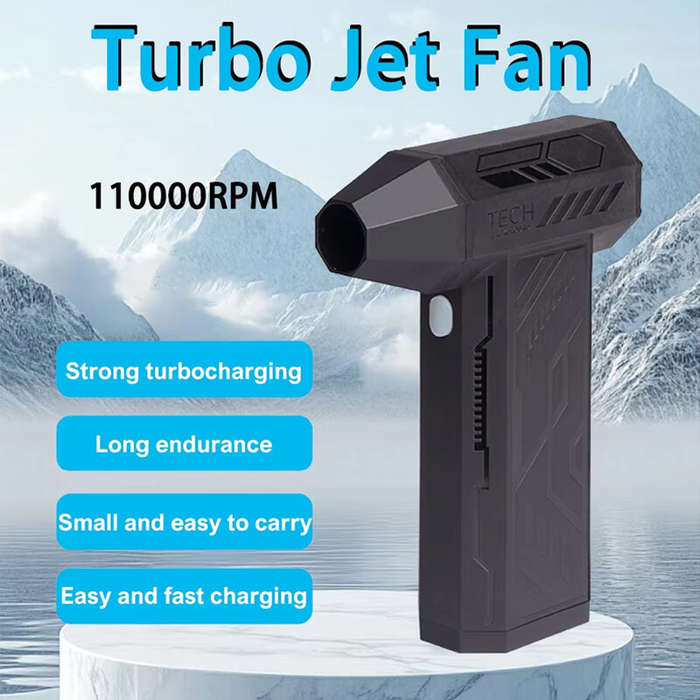 Black - 110,00RPM Mini Turbo Fan Brushless Motor Handheld Violent Turbo Fan Wind Speed 53M/S Electri
