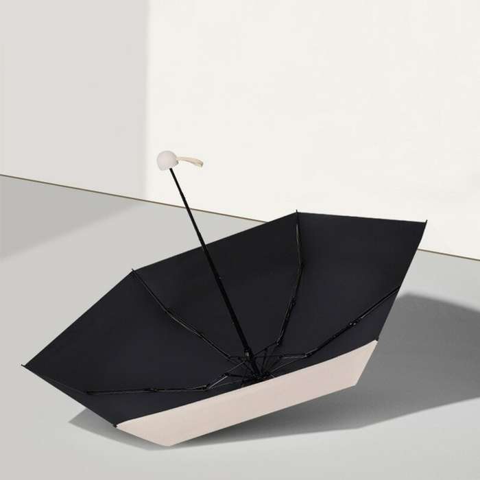 Black - AGSIVO 21 Inch Mini Travel Sun & Rain 8 Ribs Umbrella UPF 50+ UV Protection Light Folding Co
