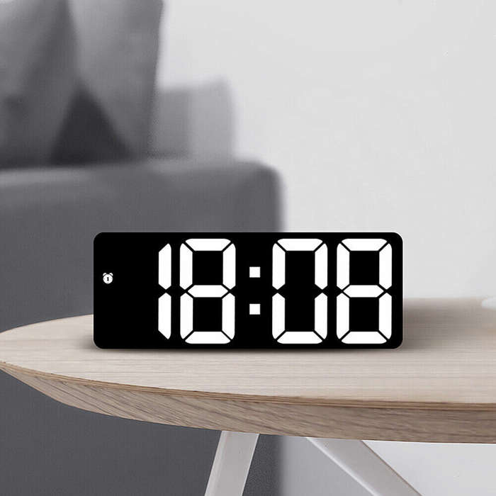 White - Multifunctional Electronic Simple Large Screen Alarm Clock Time Date Temperature Jump Displa