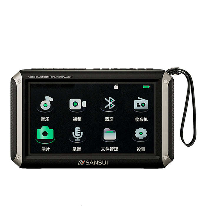 Black - SANSUI F53 Wireless bluetooth Speaker 4.3-inch LED Display Radio Portable FM Radio Support T
