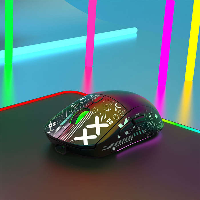 Hollow design-black - HXSJ T90 2.4G Triple Mode Wireless Mouse 800-3600DPI Adjustable RGB Backlight