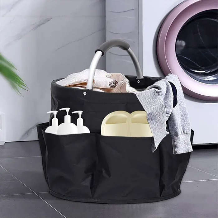 Navy Blue - Portable Oxford Cloth Storage Basket Picnic Basket Storage Bag Picnic Bag Wash Storage S