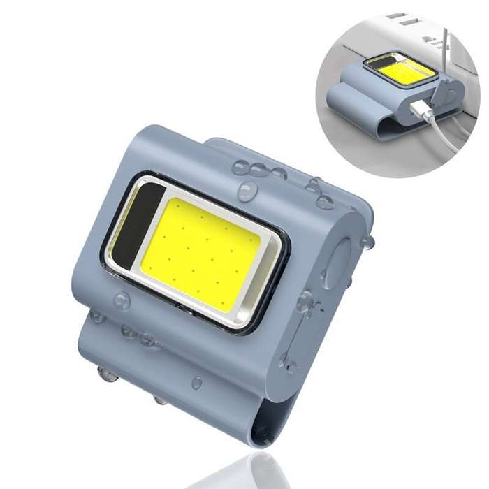 Black - Bikight Magnetic COB Work Light, Safety Running Light with Strong Magnetic Clip, 6 Light Mod