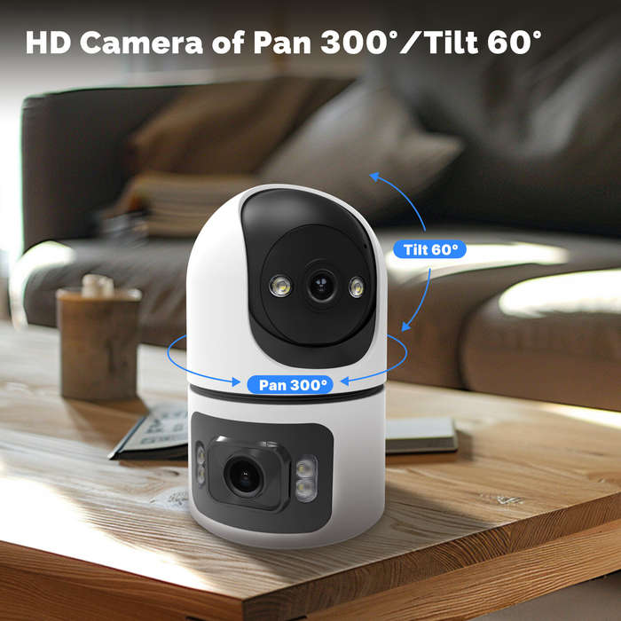 White - MOES Tuya 4MP+4MP HD Security Camera Smart Dual Lens WIFI IP Camera Night Vision Two Way Aud