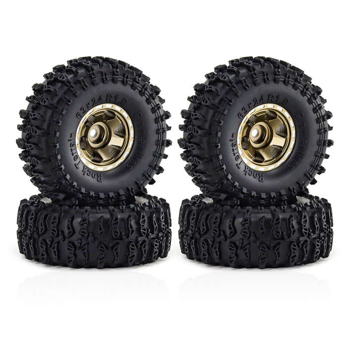 Coffee - 4PCS Upgraded 1 Inch Aluminum Alloy Blade Wheels JC Tire for TRX4M SCX24 FMS24 1/18 Climbin
