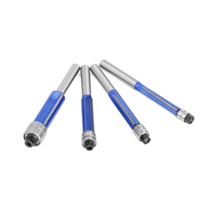 #C - Silver Blue Double Bearing Router Bit Trimming Knife Woodworking Milling Tools Double-edged Tri