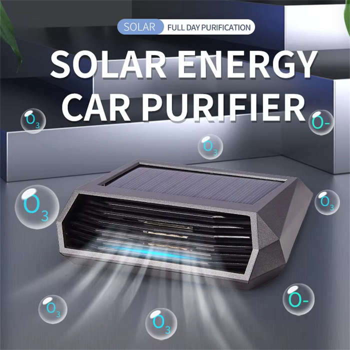 Black - Solar Car Air Purifier Usb Oxygen Cleaner Negative Ion Hepa Filter Pm2.5 Smoke Remover Inter