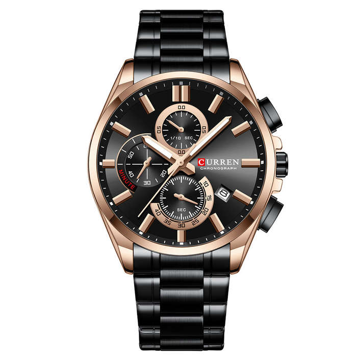 Gold - CURREN Men Multifunction Waterproof Luminous Hands Quartz Watch Chronograph Date Stainless St
