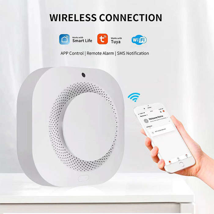 Tuya Wifi Smoke Sensor Fire Detection Alarm Smart Home Security Fire Protection Work with Alexa Goog