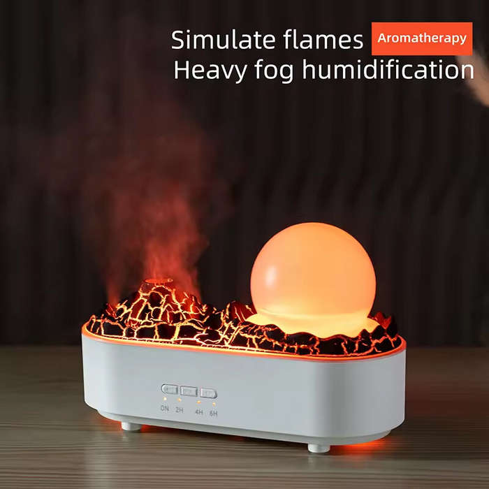White - Volcano Humidifier Household Large Fog Desktop Creative Ornaments Bedroom Night Light Home A
