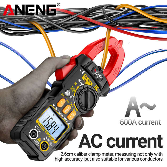 Black - NEW ANENG PN108 Clamp Meter High-Precision AC/DC Voltage Current Tester 600A 600V Auto Power