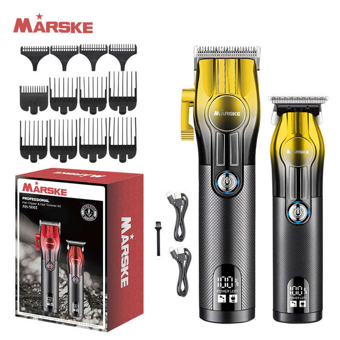 Black Gold - MARSKE 2 In 1 Electric Hair Clipper Set for Men Cordless Rechargeable Trimmer Kit with