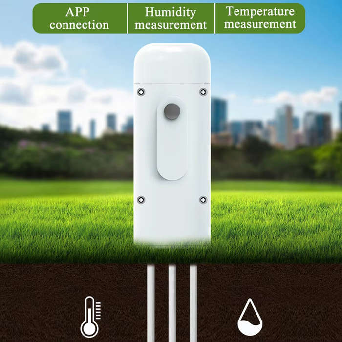 White - Tuya Smart For Zigbee Soil Tester Temperature and Humidity Meter Waterproof Moisture Garden