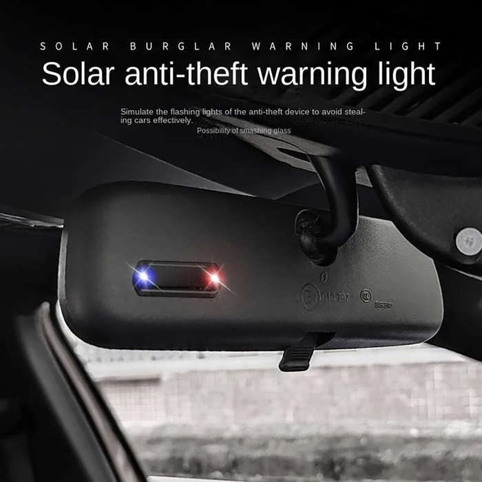 Green - Car Mini LED Solar Power Warning Light Night Security Simulated Alarm Wireless Anti-theft La