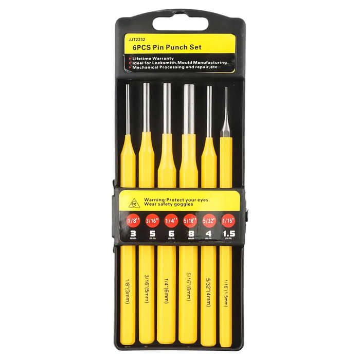 6Pcs - 6PCS Roll Pin Punch Set Fast Pin Removal Drive Pins In or Out 1/8 3/16 1/4 5/16 5/32 1/16 Inc