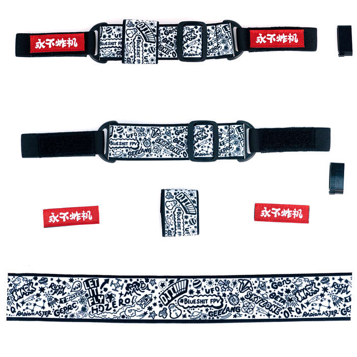 Black - Handdrawn Graffiti Headband for DJI V1 V2 2 Walksnail Goggles SKYZONE Cobra Dominator HDO3 W