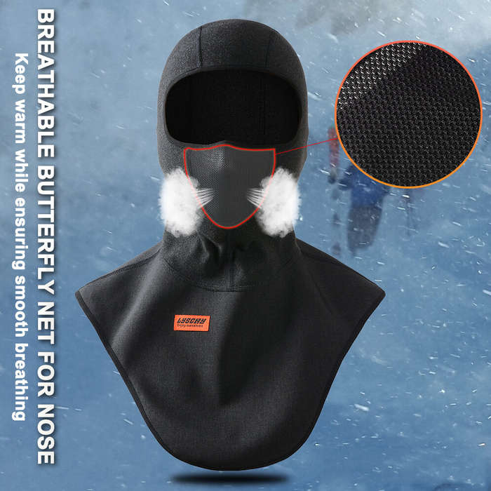 Black - LYSCHY LY-C20-6 Warm Bike Mask Fleece Thermal Face Mask Keep heating Riding Biker Winter Win