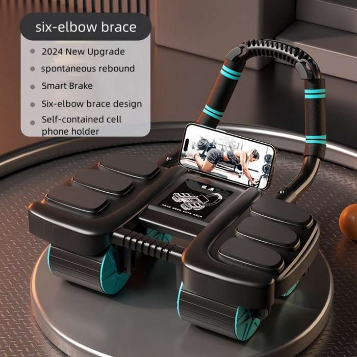 Orange - KALOAD 4 Wheel Smart Abdominal Exerciser with Phone Holder 6 Elbow Support Intelligent Brak