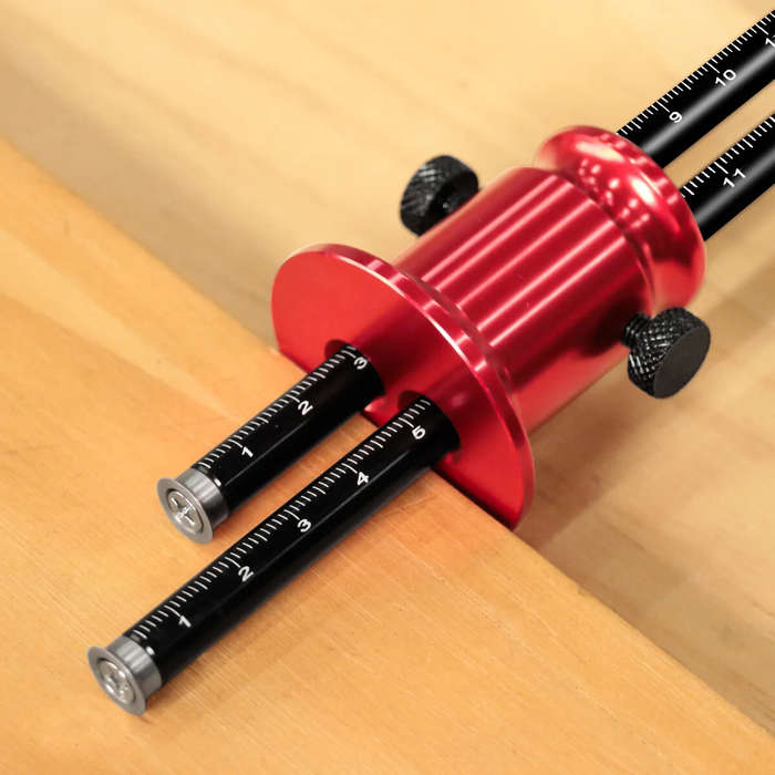 Red - Double Head Wheel Marking Gauge Aluminum Alloy Parallel Woodworking Tool Metric Inch Scale Rep