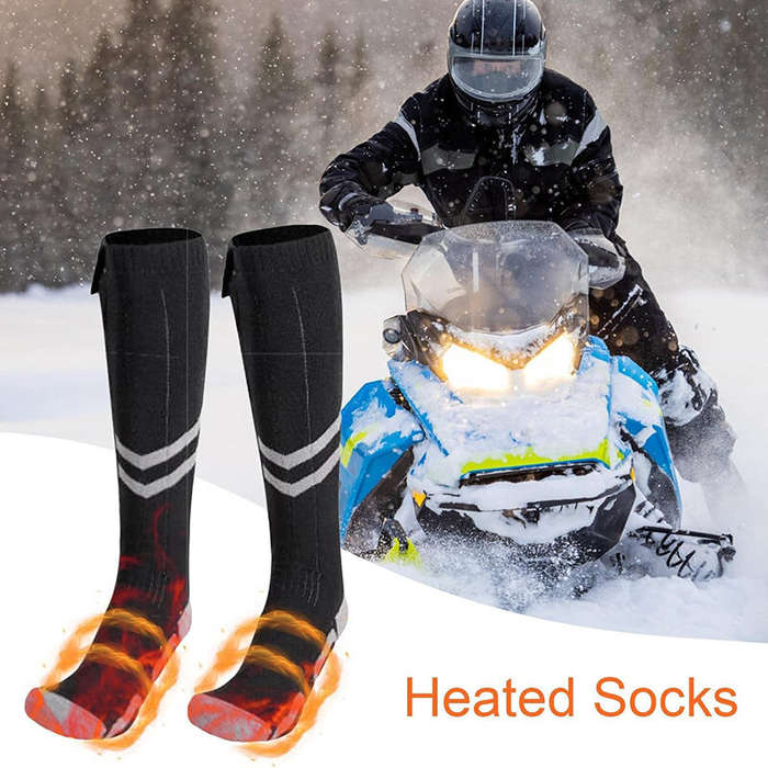 Black - TENGOO Electric Heated Socks Cold Weather Cotton Heat Socks for Men Women, Winter Outdoor Sp