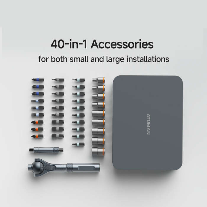 Grey - DUKA RS2 Ratchet Screwdriver Set with 40-in-1 Accessories Precision Structure 180 Universal R