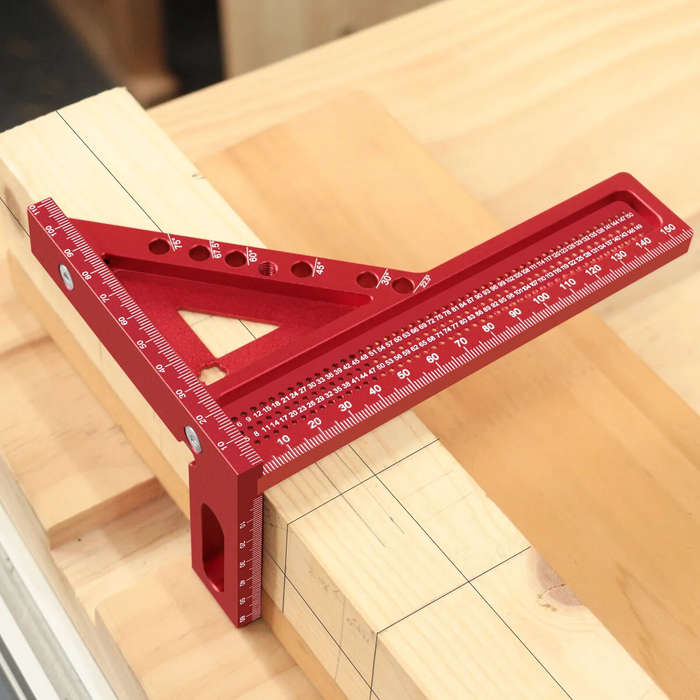 Red - JIGHOLE 3D Multi-Angle Framing Square Measuring Ruler Adjustable 0-180 Degree Protractor Alumi