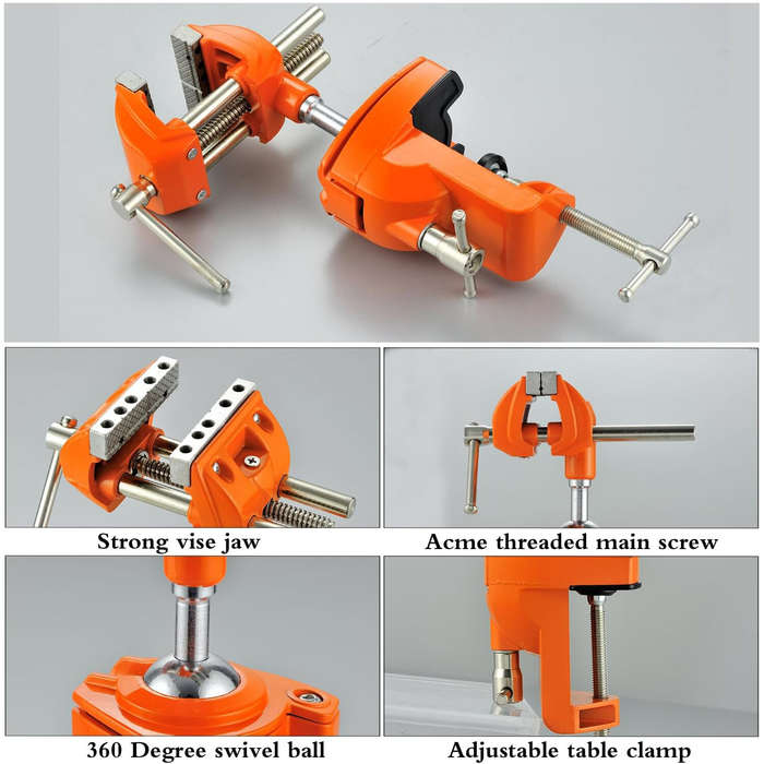 1 PC - MYTEC Clamp Bench Vise Heavy Duty Cast Steel 360 Degree Swivel Base Woodworking Vise 3.5 Inch
