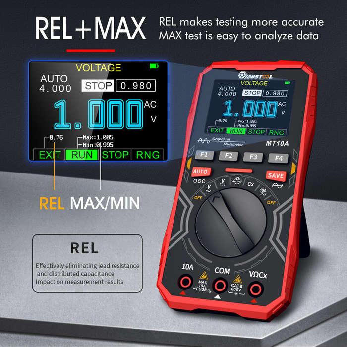 #1 - MUSTOOL MT10A Intelligent Graphical Digital Oscilloscope Multimeter 2 in 1 With 2.4 Inches Colo