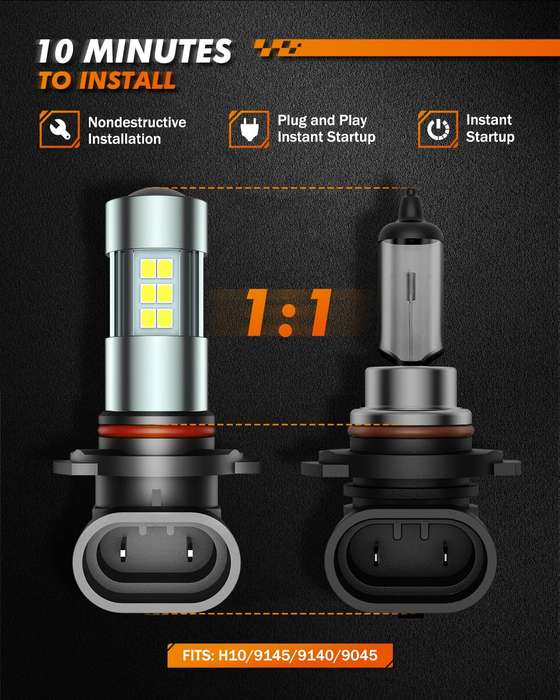 H11 - SEALIGHT F1 Pair 4W 380LM Car LED Headlight Blubs 6000K Cool White IP67 Waterproof LED Fog Lig