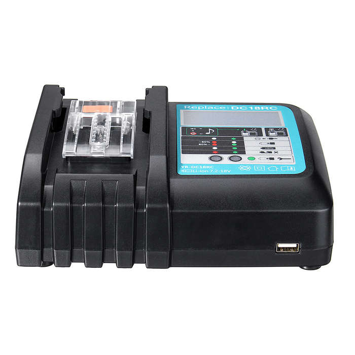 EU Plug - DC18RC Fast Lithium-Ion USB Battery Charger LED Display BL1830 BL1840 BL1850 For 14.4V 18V