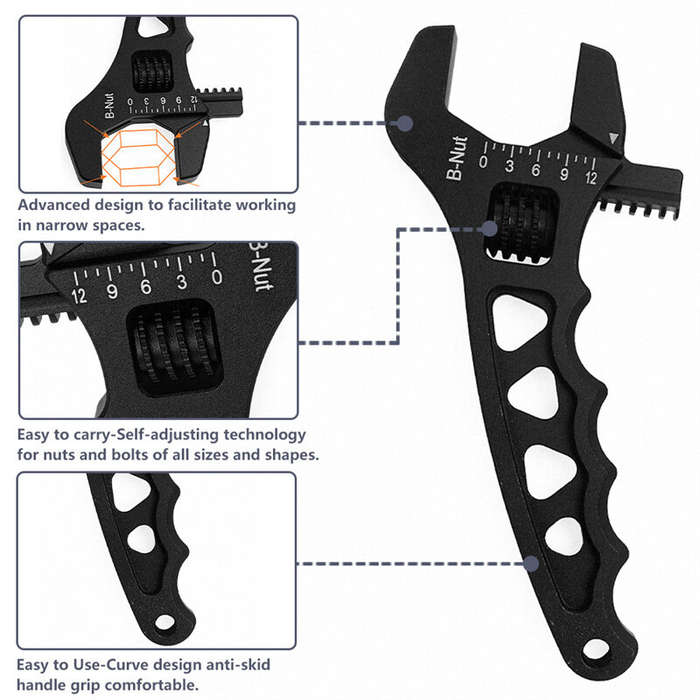 Red - Universal AN3-12 Adjustable Wrench Lightweight Aluminum Fitting Tool Corrosion-Resistant AN Ho
