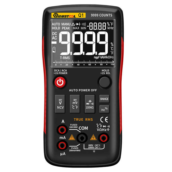 Mustool Q1 Digital Multimeter 9999 Analog Tester True RMS Professional Multimetro DIY Transistor Cap