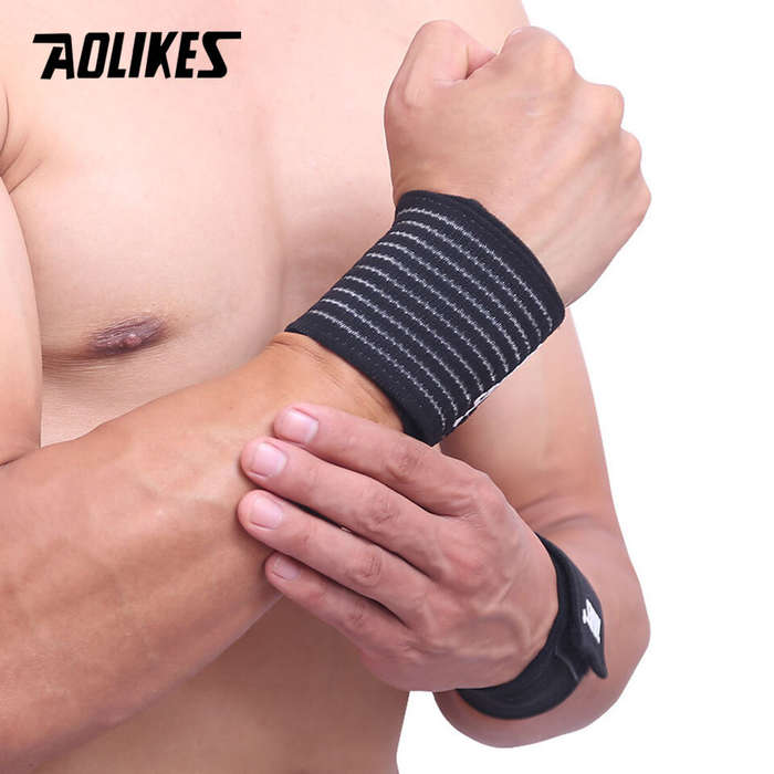 Black - AOLIKES 1PCS Cotton Elastic Bandage Wrist Band Anti-slip Breathable Hand Protection for Weig