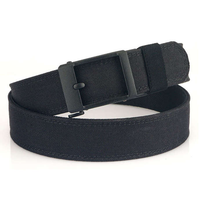 Black - TUSHI 120cm Metal Buckle Tactical Belt Nylon Wistand Inserting Buckle Casual Military Fan Be