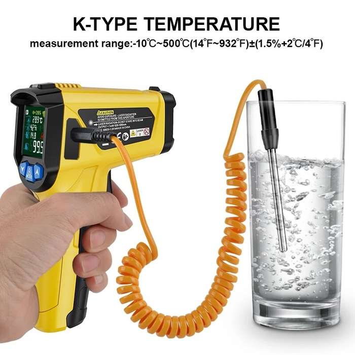 800C - -50~800 LCD Color Display Non-Contact Infrared Thermometer High Temperature Infrared Laser El