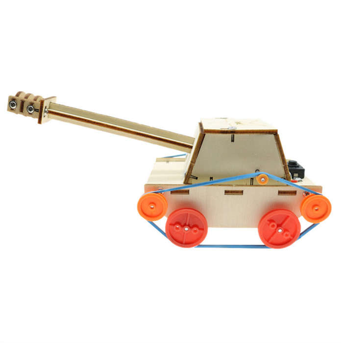 01 - DIY Electric Tank Wooden Puzzle Model Primary School Student STEAM Science Physics Learning Ear